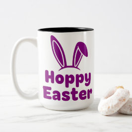 Hoppy Easter Bunny Ears | Minimalist Purple Holida Två-Tonad Mugg