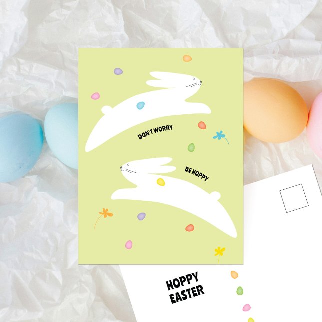Hoppy Easter Bunny | Modern Minimal Easter  Helg Vykort (Skapare uppladdad)
