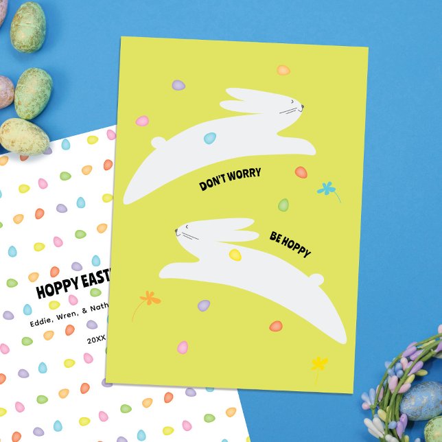 Hoppy Easter Bunny | Modern Minimal Easter  Julkort (Skapare uppladdad)