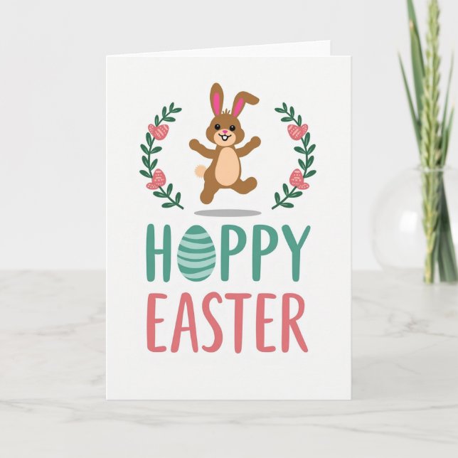 Hoppy Easter Bunny Themed Card Kort (Framsida)