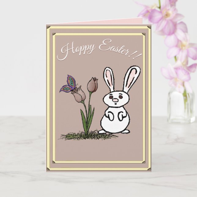 Hoppy Easter Bunny & Tulips Card Kort (Orkide)