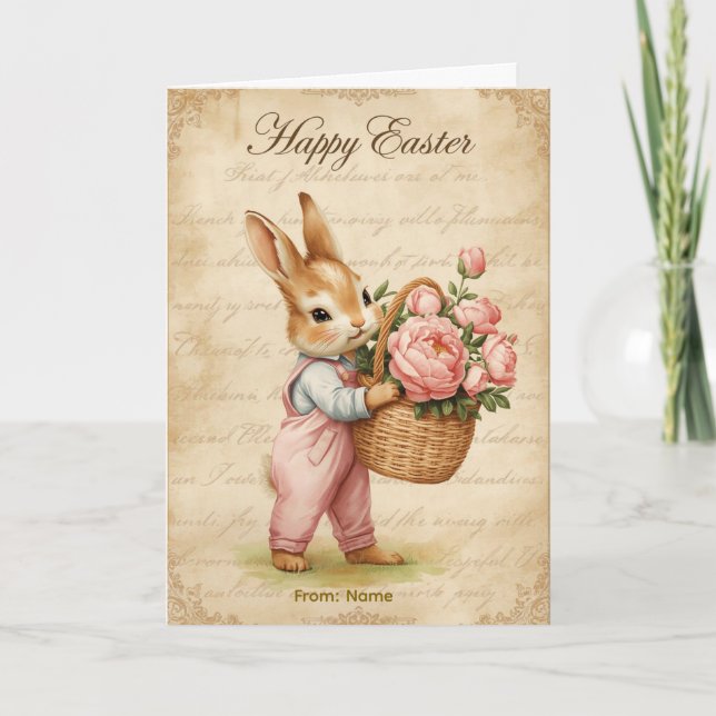 Hoppy Easter Card - Pastel Bunny Crowns Kort (Framsida)