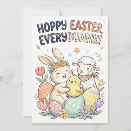 Hoppy Easter, Everybunny! - Cute Easter Greeting Julkort
