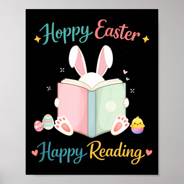 Hoppy easter happy reading bunny design for kids  poster (Framsidan)