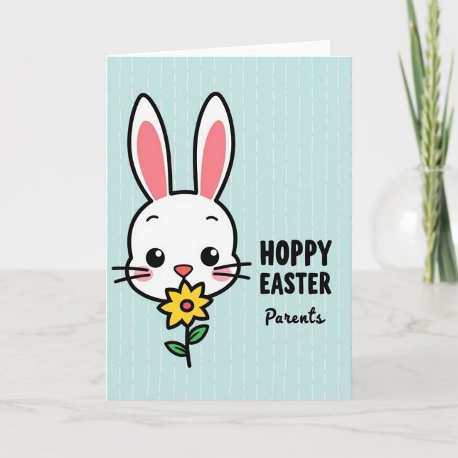 Hoppy Easter Parents Rabbit Card Kort (Framsida)