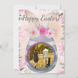 Hoppy Easter photo in grey egg Inbjudningar