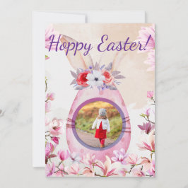 Hoppy Easter pink egg photo Inbjudningar