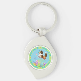Hoppy Easter Swirl Silverfärgad Nyckelring