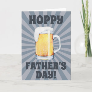 Hoppy Fars dag Beer Mugg Blue Sunburst Kort