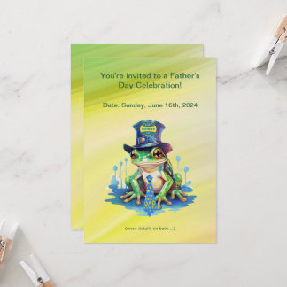 "Hoppy" Fars dag Frog Top hat och Tie Design Inbjudningar
