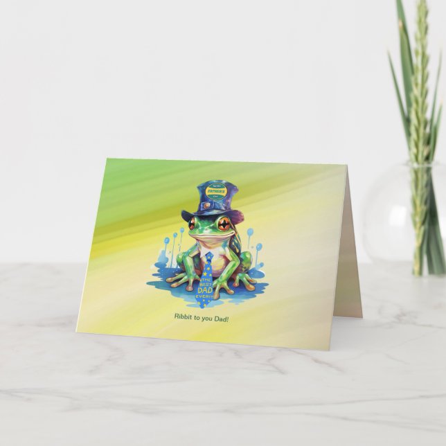 "Hoppy" Fars dag Frog Top hat och Tie Design Kort (Framsida)