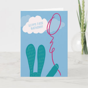 Hoppy First Birthday Bunny Greeting Card Kort