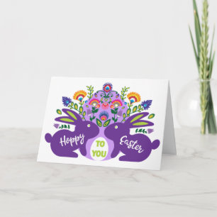 Hoppy Folklore Påsk to You Anpassningsbar Text Pos Kort
