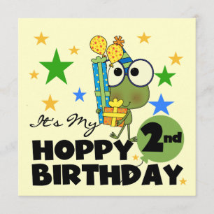 Hoppy Frog 2:a födelsedag T-shirts och gåvor Kort