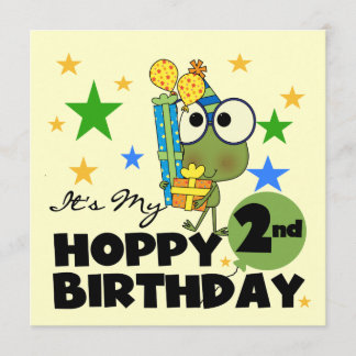 Hoppy Frog 2:a födelsedag T-shirts och gåvor Kort
