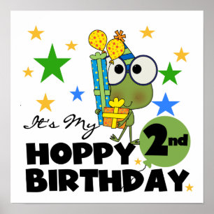 Hoppy Frog 2:a födelsedag T-shirts och gåvor Poster