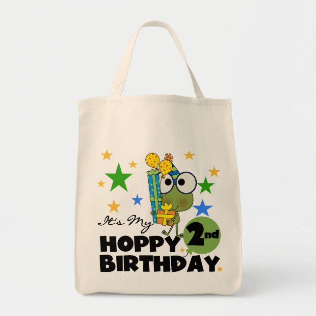 Hoppy Frog 2:a födelsedag T-shirts och gåvor Tygkasse (Framsidan)