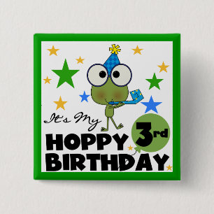 Hoppy Frog 3:e födelsedag Tshirts och presenter Knapp