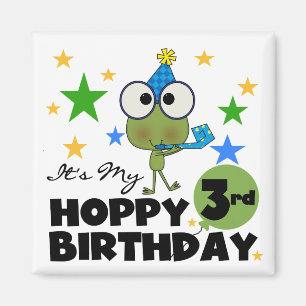 Hoppy Frog 3:e födelsedag Tshirts och presenter Magnet