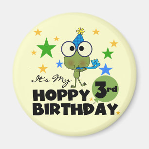 Hoppy Frog 3:e födelsedag Tshirts och presenter Magnet