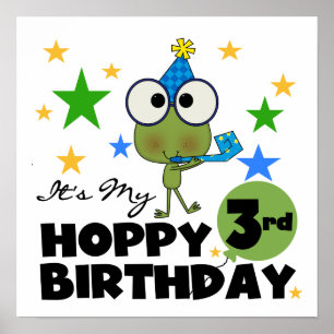 Hoppy Frog 3:e födelsedag Tshirts och presenter Poster