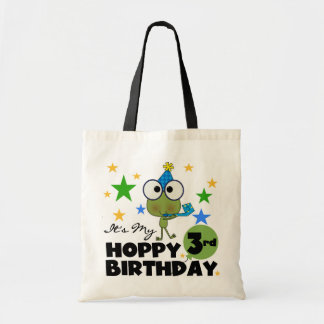Hoppy Frog 3:e födelsedag Tshirts och presenter Tygkasse