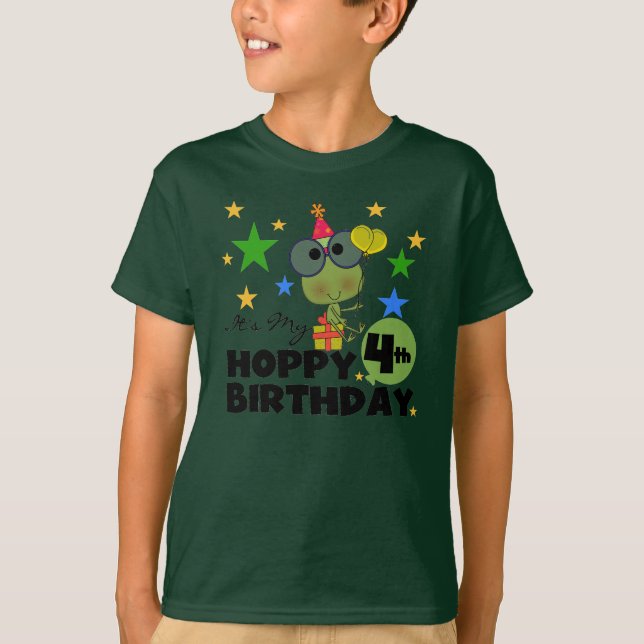 Hoppy Frog 4e födelsedagen T-shirts och presenter (Framsida)
