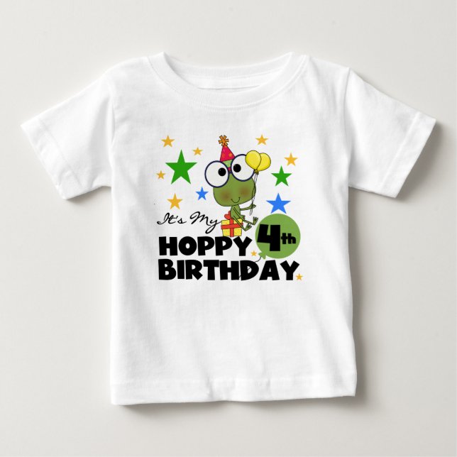 Hoppy Frog 4e födelsedagen T-shirts och presenter (Framsida)