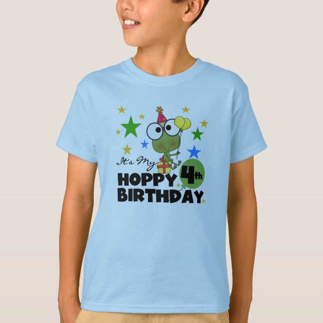 Hoppy Frog 4e födelsedagen T-shirts och presenter (Framsida)