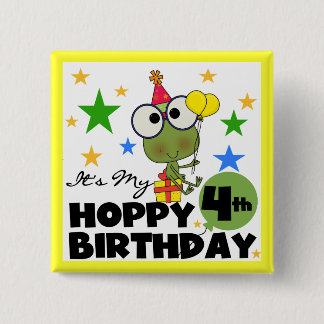 Hoppy Frog 4e födelsedagen T-shirts och presenter Knapp