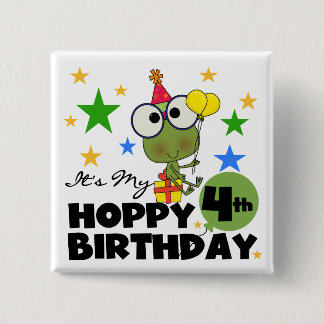 Hoppy Frog 4e födelsedagen T-shirts och presenter Knapp