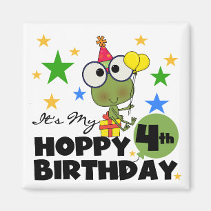 Hoppy Frog 4e födelsedagen T-shirts och presenter Magnet