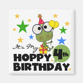 Hoppy Frog 4e födelsedagen T-shirts och presenter Magnet