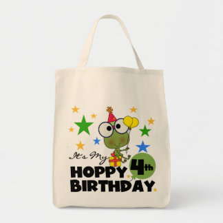 Hoppy Frog 4e födelsedagen T-shirts och presenter Tygkasse