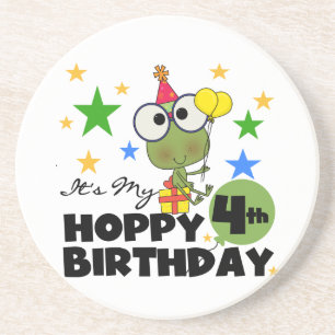 Hoppy Frog 4e födelsedagen T-shirts och presenter Underlägg Sandsten