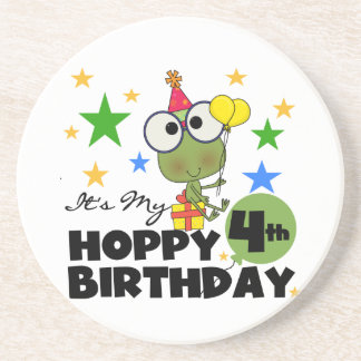 Hoppy Frog 4e födelsedagen T-shirts och presenter Underlägg Sandsten