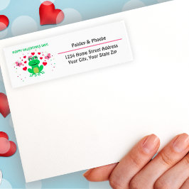 "Hoppy" Frog Alla hjärtans dag Returadress Etikett