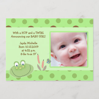 HOPPY FROG Baby Foto-födelsemeddelande Meddelande