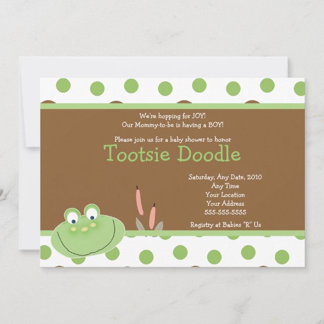 HOPPY FROG Froggy Baby Shower-inbjudan Inbjudningar (Framsida)