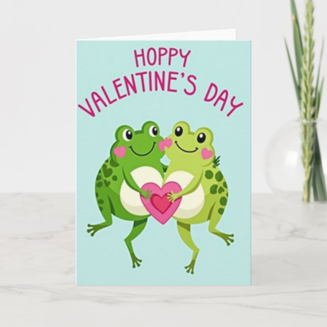 Hoppy Frog Valentine Card Kort (Framsida)