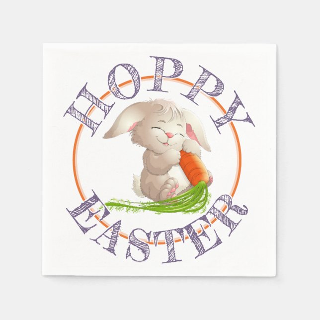 Hoppy Glad påsk Bunny Motif Pappersservett (Framsidan)