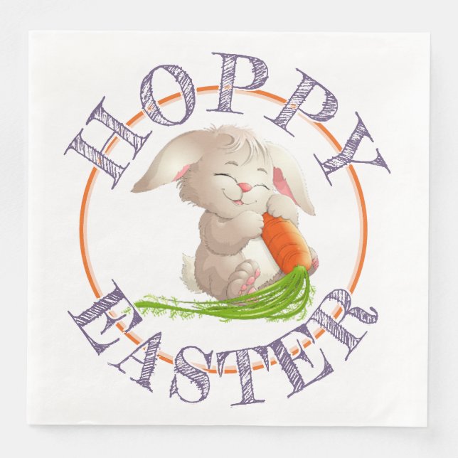 Hoppy Glad påsk Bunny Motif Pappersservett (Framsida)