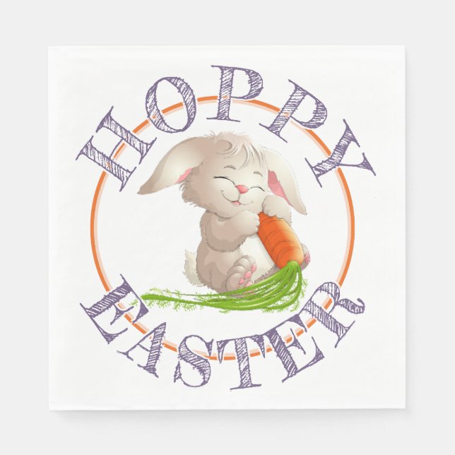Hoppy Glad påsk Bunny Motif Pappersservett (Framsidan)
