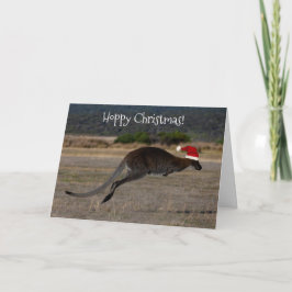 Hoppy God jul Kangaroo Red Santa Hat Kort