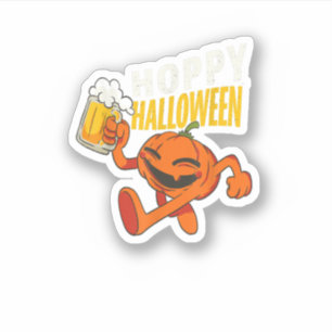 Hoppy Halloween Beer Drinking Pumpkin Halloween Klistermärken