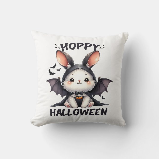 Hoppy Halloween Bunny Rabbit Kudde (Framsida)