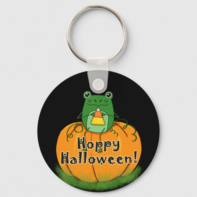 Hoppy Halloween Frog Nyckelring (Framsida)