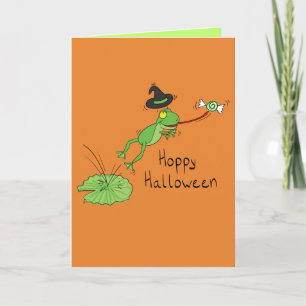 Hoppy Halloween - roligt grodahälsningkort Kort