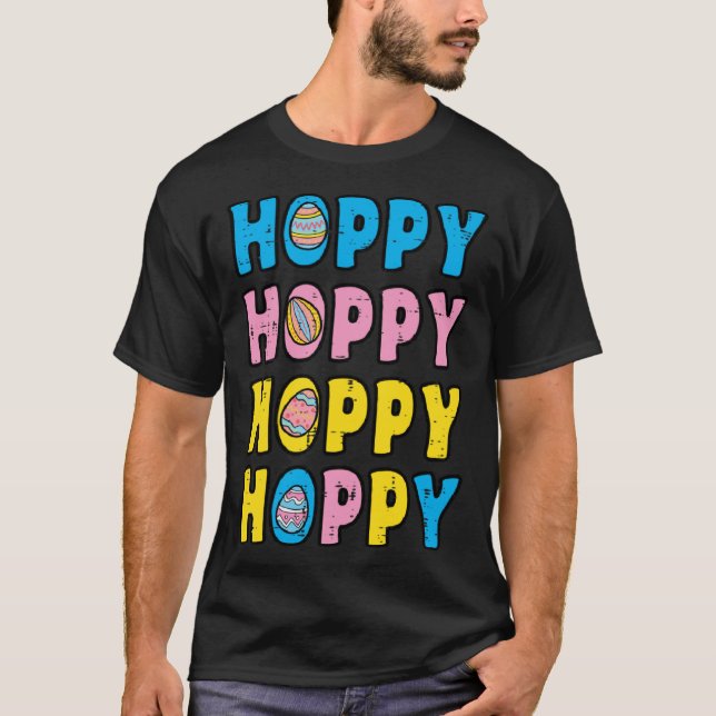 Hoppy Happy Easter Retro Spring Men Women Kids Tod T Shirt (Framsida)