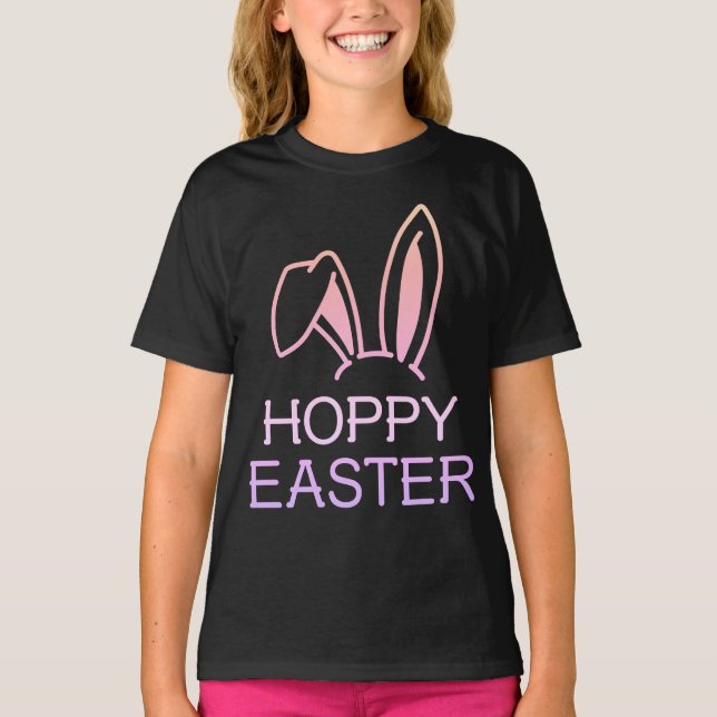 Hoppy Hare Pastel Kids Påsk Tee (Framsida)